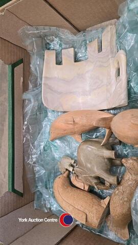 Soapstone elephants and wooden ornaments