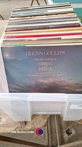 Box of 100 classical vinyl LP records