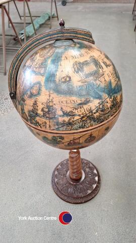 Large vintage drinks/cocktail Globe on turned base