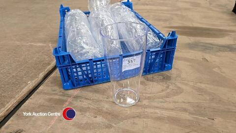 Dozen heavy duty plastic beer glasses, new