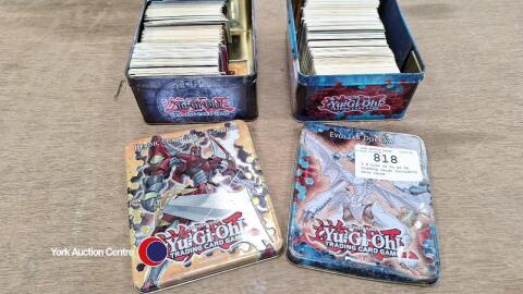2 X tins of Yu GI Oh trading cards including holo cards