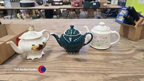 3 teapots including Denby and Sadler