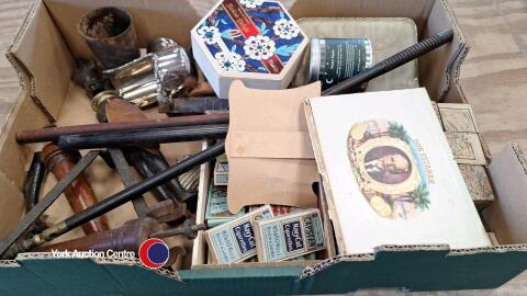 Antique and vintage collectables including old cigarette boxes