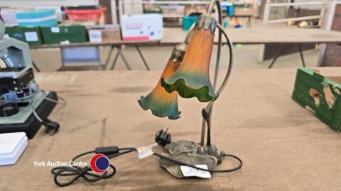 Brass ornamental lamp in art nouveau flower style