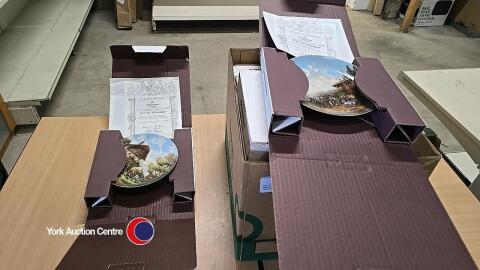 Box of limited edition decorative plates with certificates