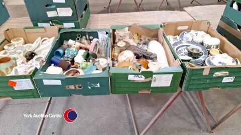 4 x boxes of pottery and glass