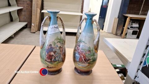 Pair of antique Victoria vases with biblical scenes