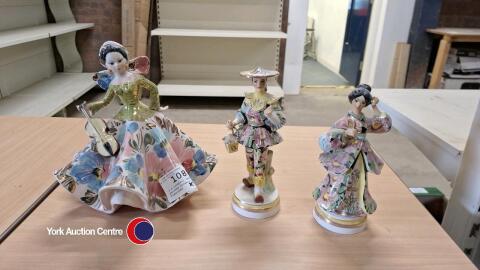 3 x oriental hand painted ceramic figurines