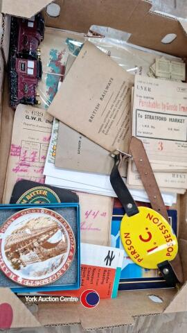 Box of railway ephemera, tickets, timetables etc.