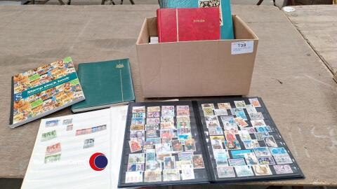 Stamp stock books and 2 catalogues