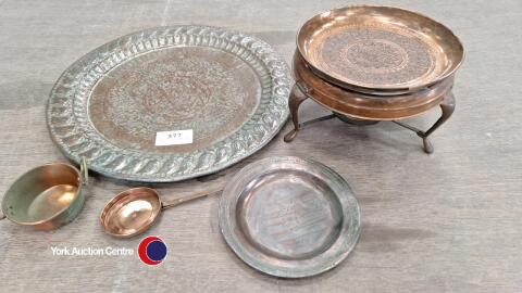 Tray of old mixed metal ware