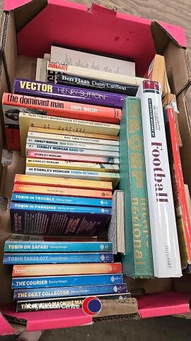Box of assorted books including sport and Stanley Morgan books