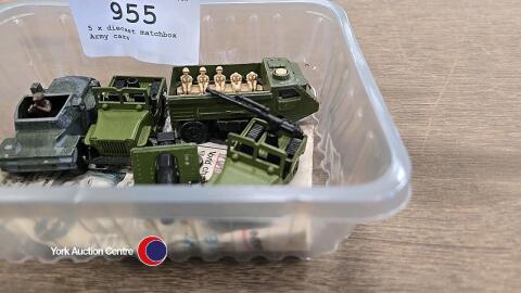 5 x diecast matchbox Army cars