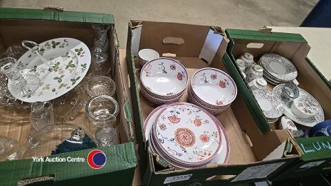 3 x boxes of assorted tableware and ornaments