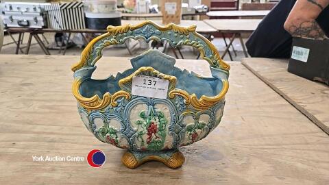 Majolica pottery basket