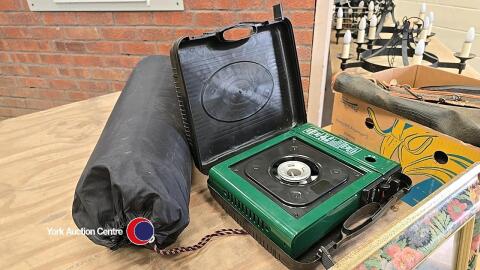 Camping mattress and camping stove