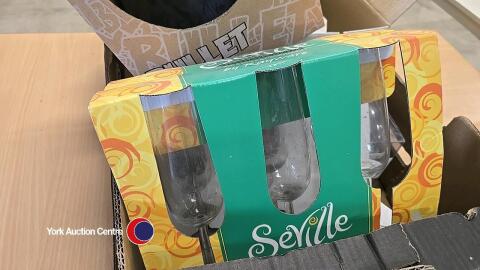 Box of assorted household items plus Bullet deluxe matt black cycle helmet