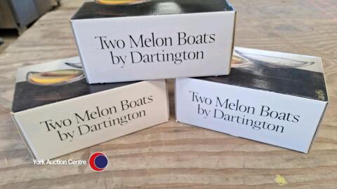 3 sets of 2 Darlington glass melon boats, bnib