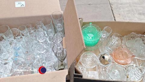 2 boxes of glassware