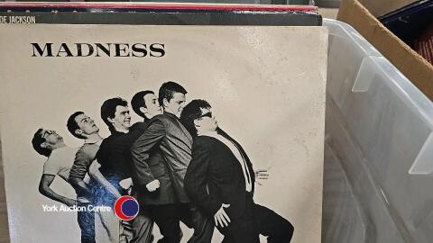 Box of LP records