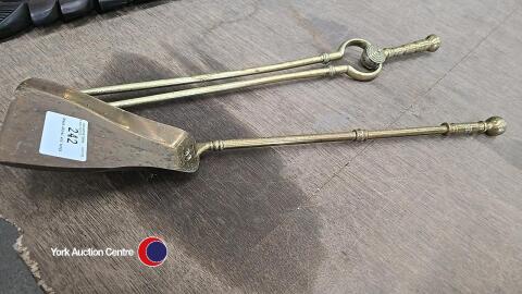 Brass shovel and tongs