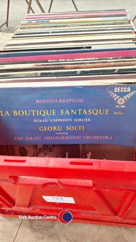 Box of 100 classical vinyl LP records