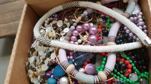 Box of costume jewellery including spares and repair
