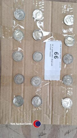 20 x pre-1947 English silver coins