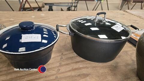 2x casserole dishes, 1 cast and 1 ceramic