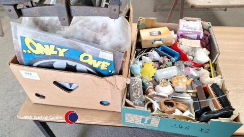 2 x boxes of brica brac including cameras etc