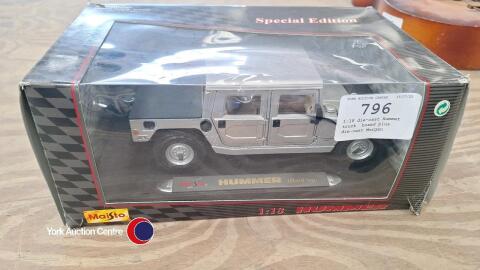 1:18 die-cast Hummer truck, boxed plus die-cast Morgan