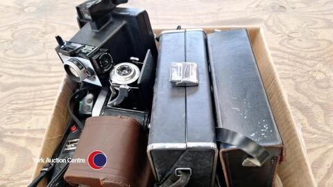 Box of vintage cameras, some tested with film and working.