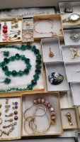 Tray of boxed costume jewellery including a watch