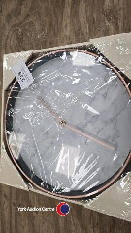 Copper and marble effect wall clock