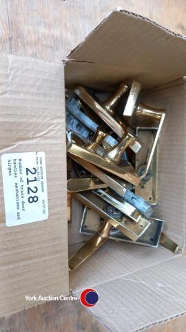 Number of brass door handles, mechanisms and hinges