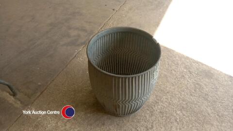 Galvanized Dolly Tub planter 20in h x 18in d, base sound no rust