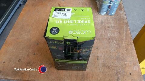 Set of 4 LED garden spike lights, mains powered