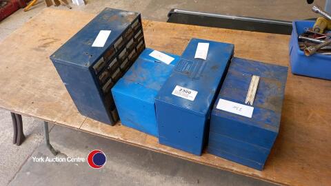 4 x small storage workshop cabinets with assorted fittings