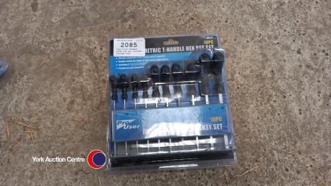 10pc T bar hexagon allen key set includes storage rack