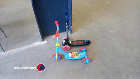 2 x children's three wheeled scooters