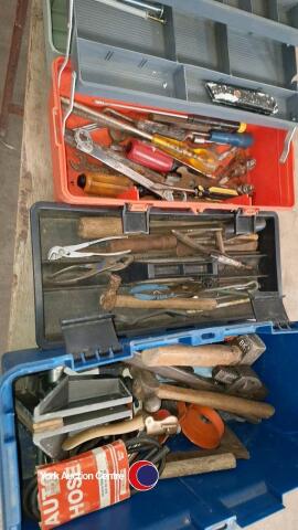 2 x plastic tool boxes and contents