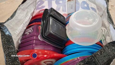 Large quantity of plastic boxes and tubs with lids