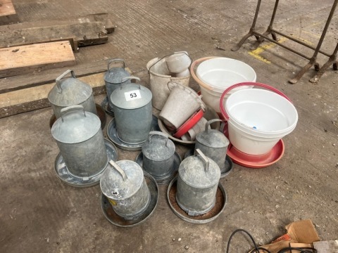 Poultry feeders and drinkers