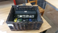9 brand new digital watches, watch display case and new picnic basket